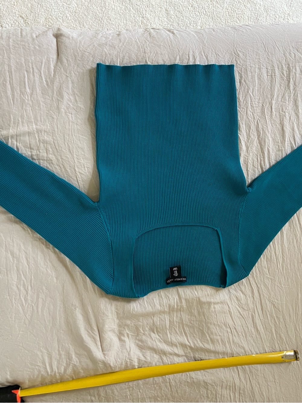 Women’s Teal Ribbed Scoop-Neck Sweater